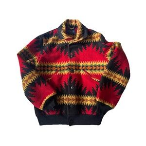 Mens Pendleton Aztec Print Wool Chinook Jacket Button Front Collared Neck Sz L